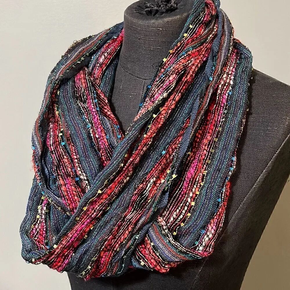 Women's Multicolor Striped Lightweight Knit Infinity Scarf - Picture 2 of 4